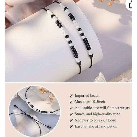 NIB Morse Code "I Love You" Bracelet Set - Picture 3 of 6